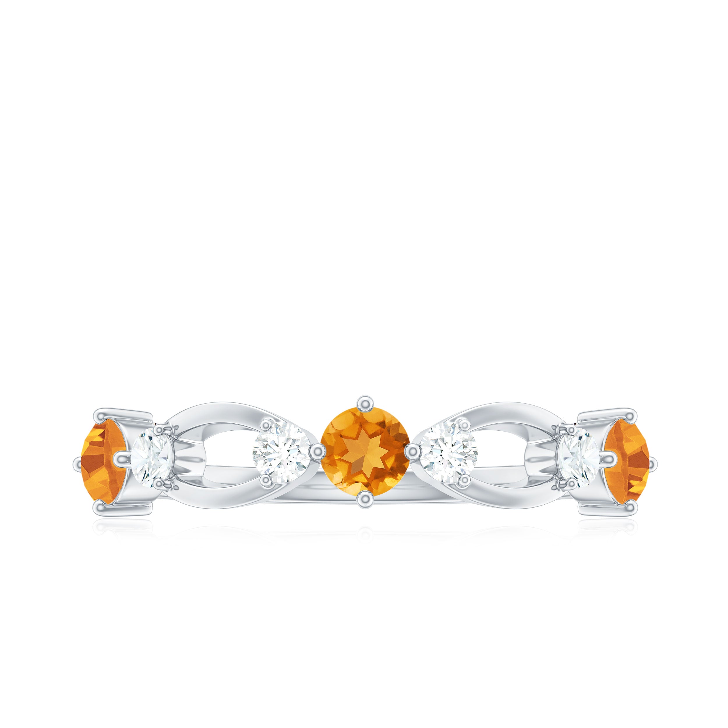 Natural Citrine Half Eternity Ring with Diamond