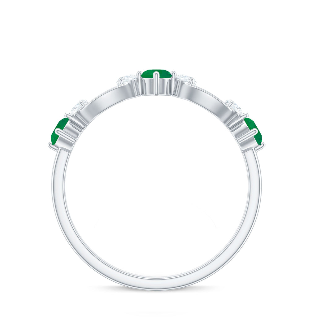 Natural Emerald Diamond Infinity Anniversary Ring