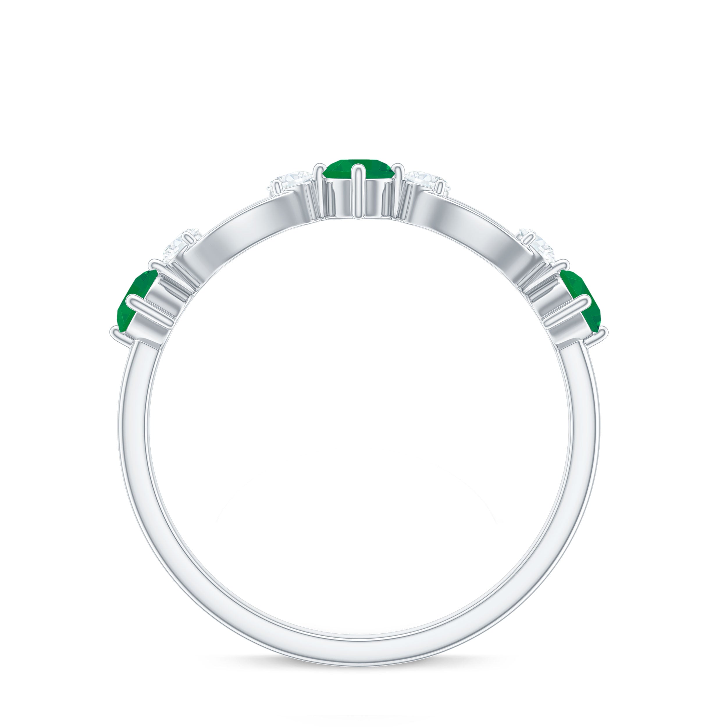 Natural Emerald Diamond Infinity Anniversary Ring