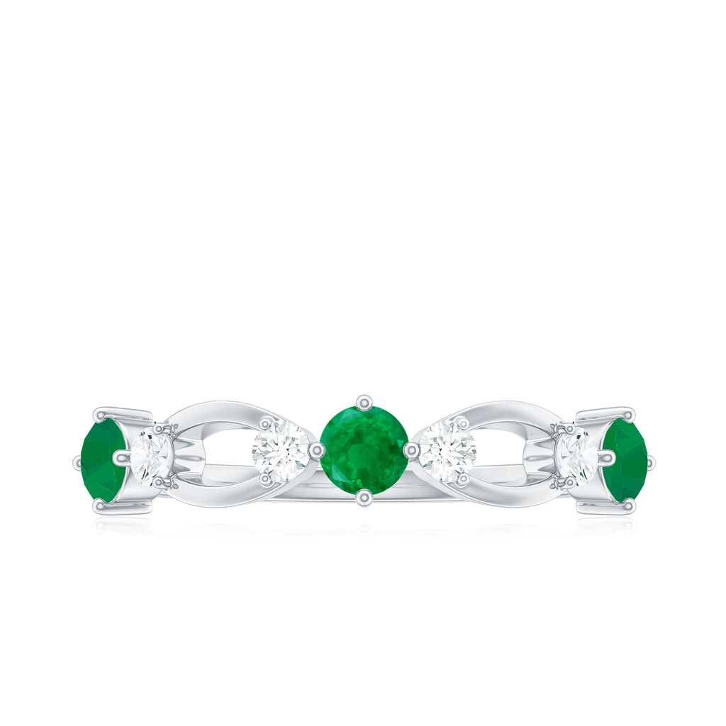Natural Emerald Diamond Infinity Anniversary Ring