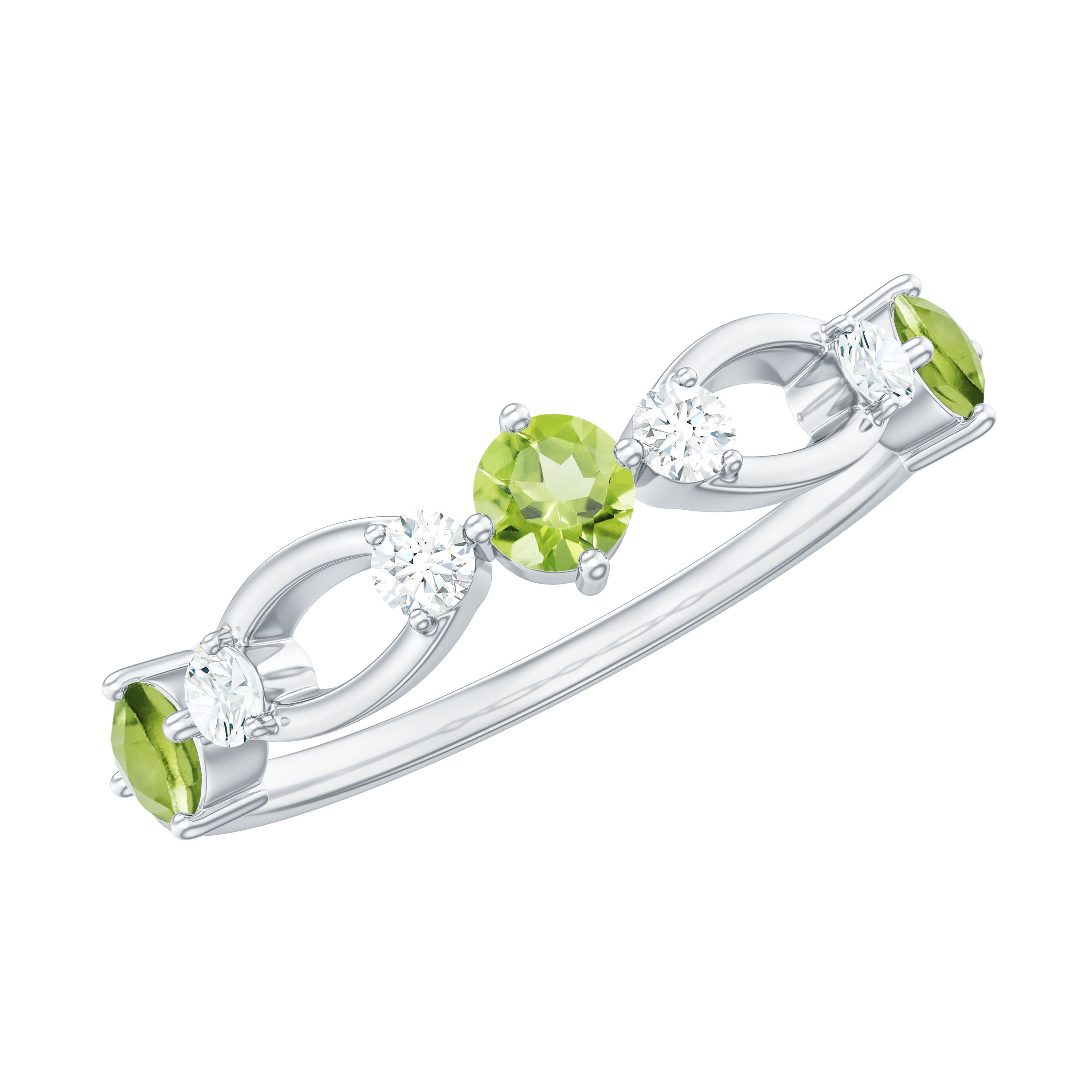 Minimal Peridot Promise Ring with Diamond