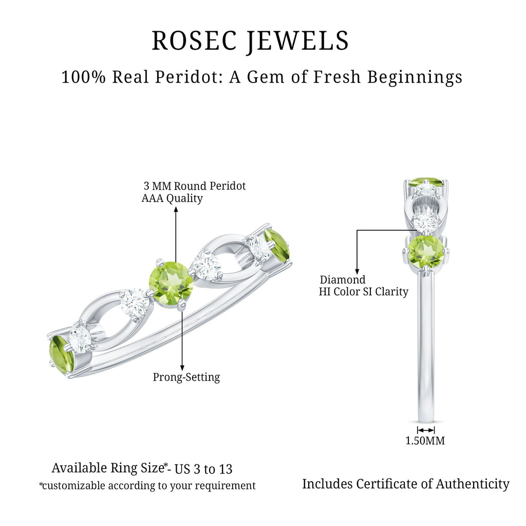 Minimal Peridot Promise Ring with Diamond