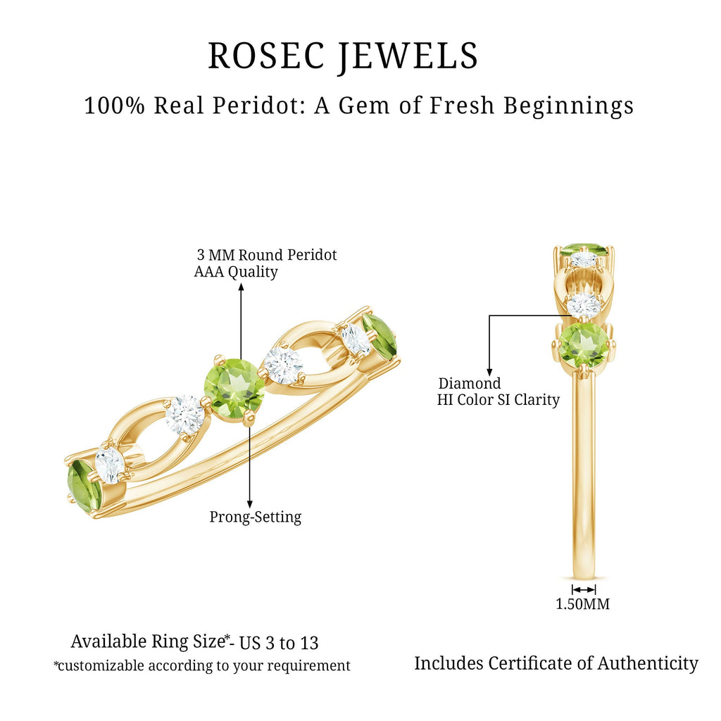 Minimal Peridot Promise Ring with Diamond