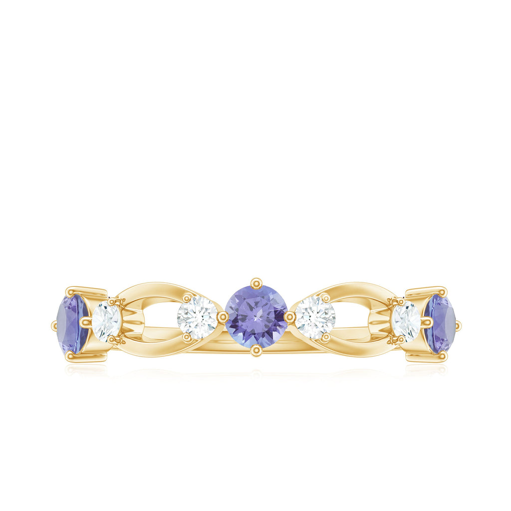 Natural Tanzanite Diamond Ring for Promise