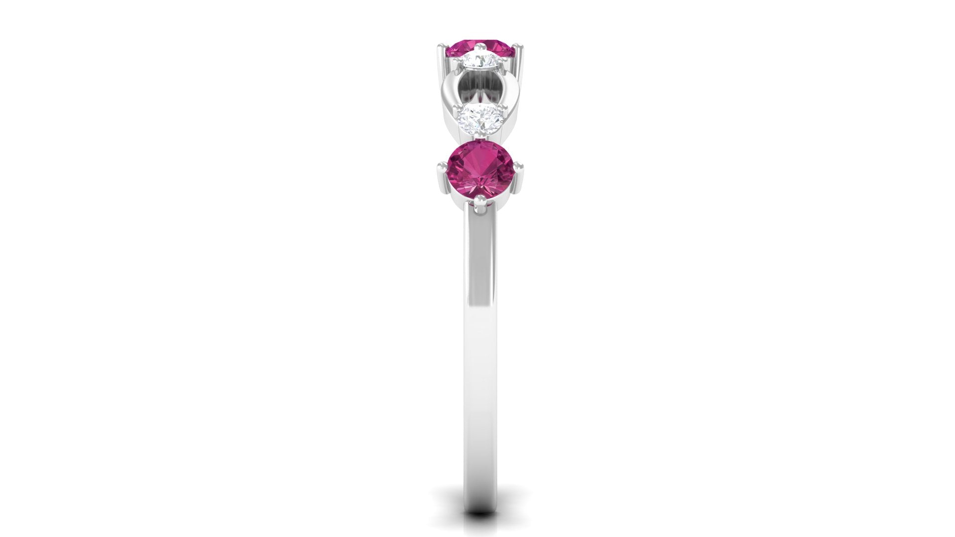 Pink Tourmaline and Diamond Minimal Eternity Anniversary Band Ring