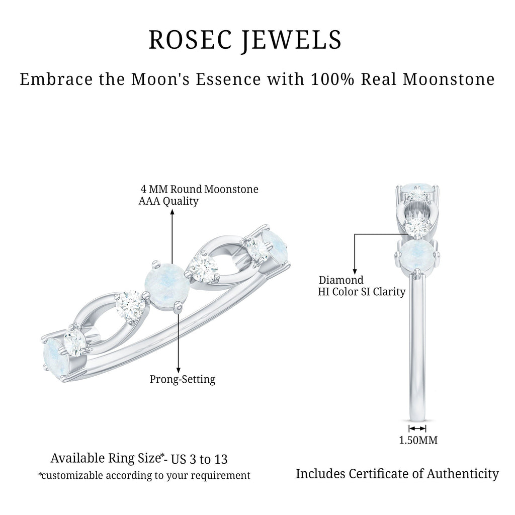 Minimal Promise Ring with Moonstone and Diamond