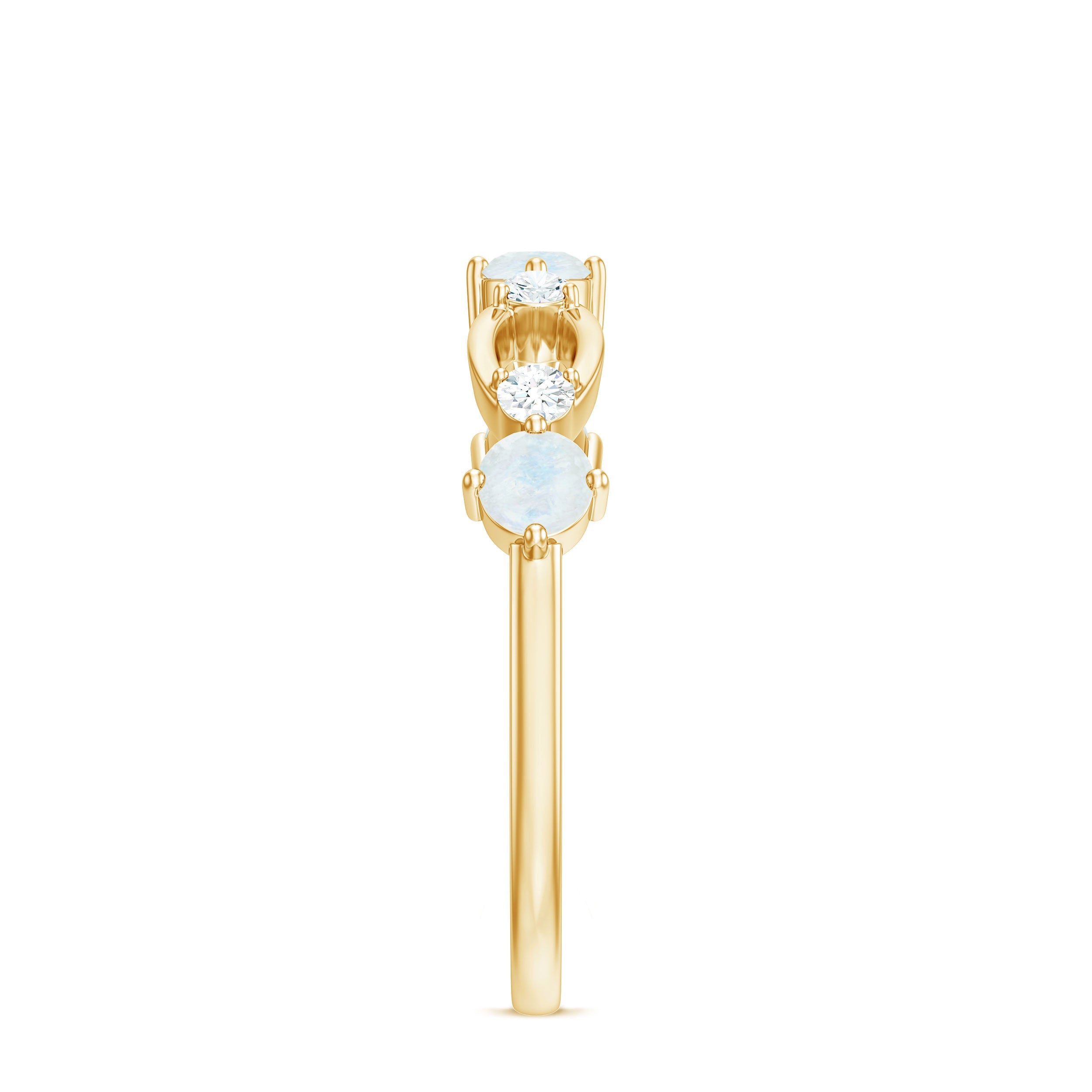 Minimal Promise Ring with Moonstone and Diamond