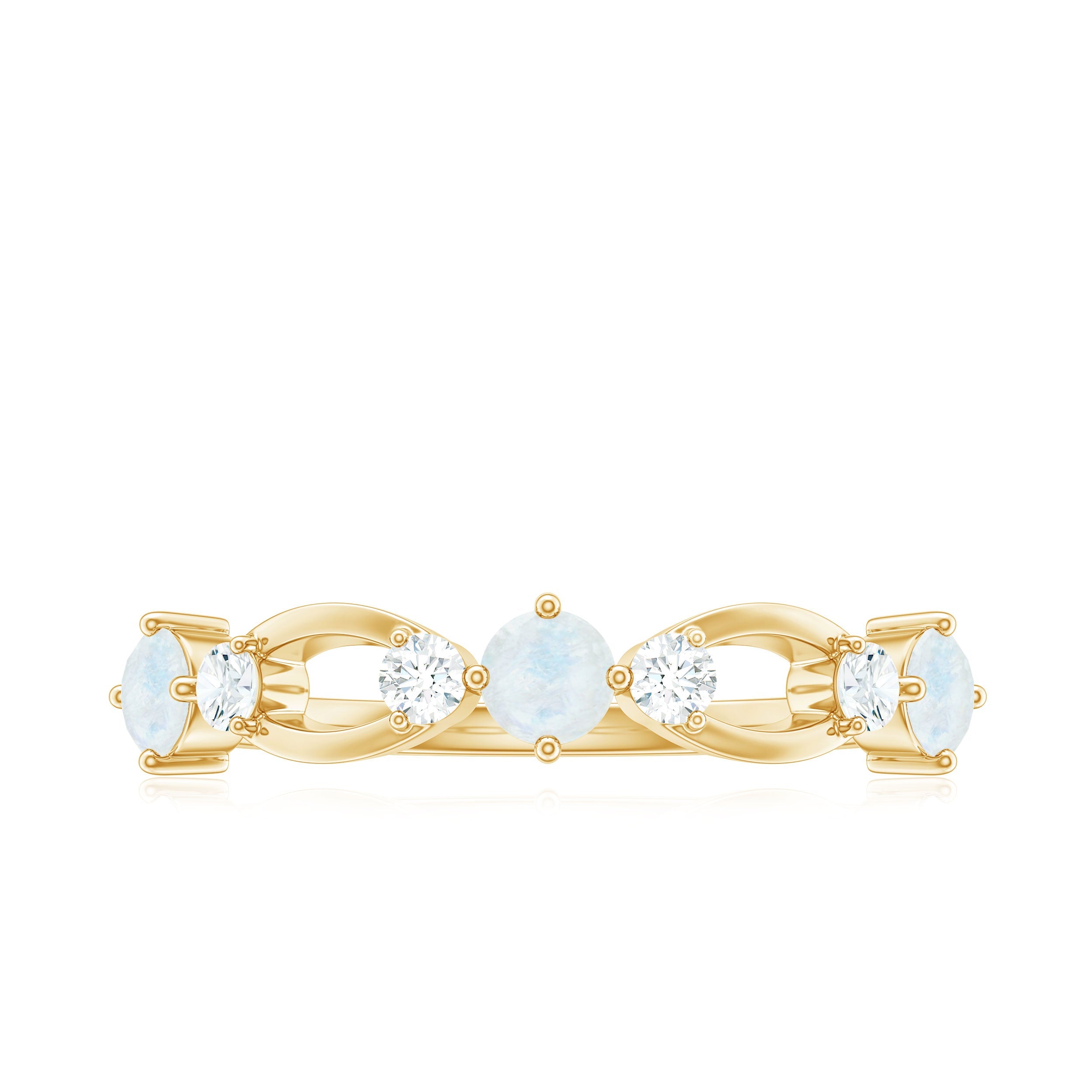 Minimal Promise Ring with Moonstone and Diamond
