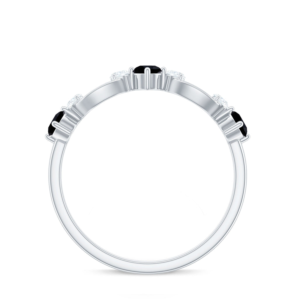 Certified Real Black Spinel Diamond Promise Ring for Her
