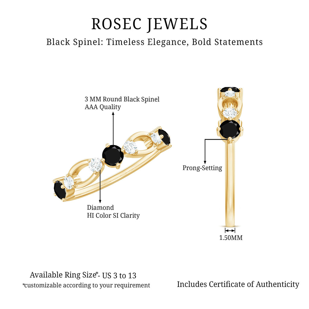 Certified Real Black Spinel Diamond Promise Ring for Her