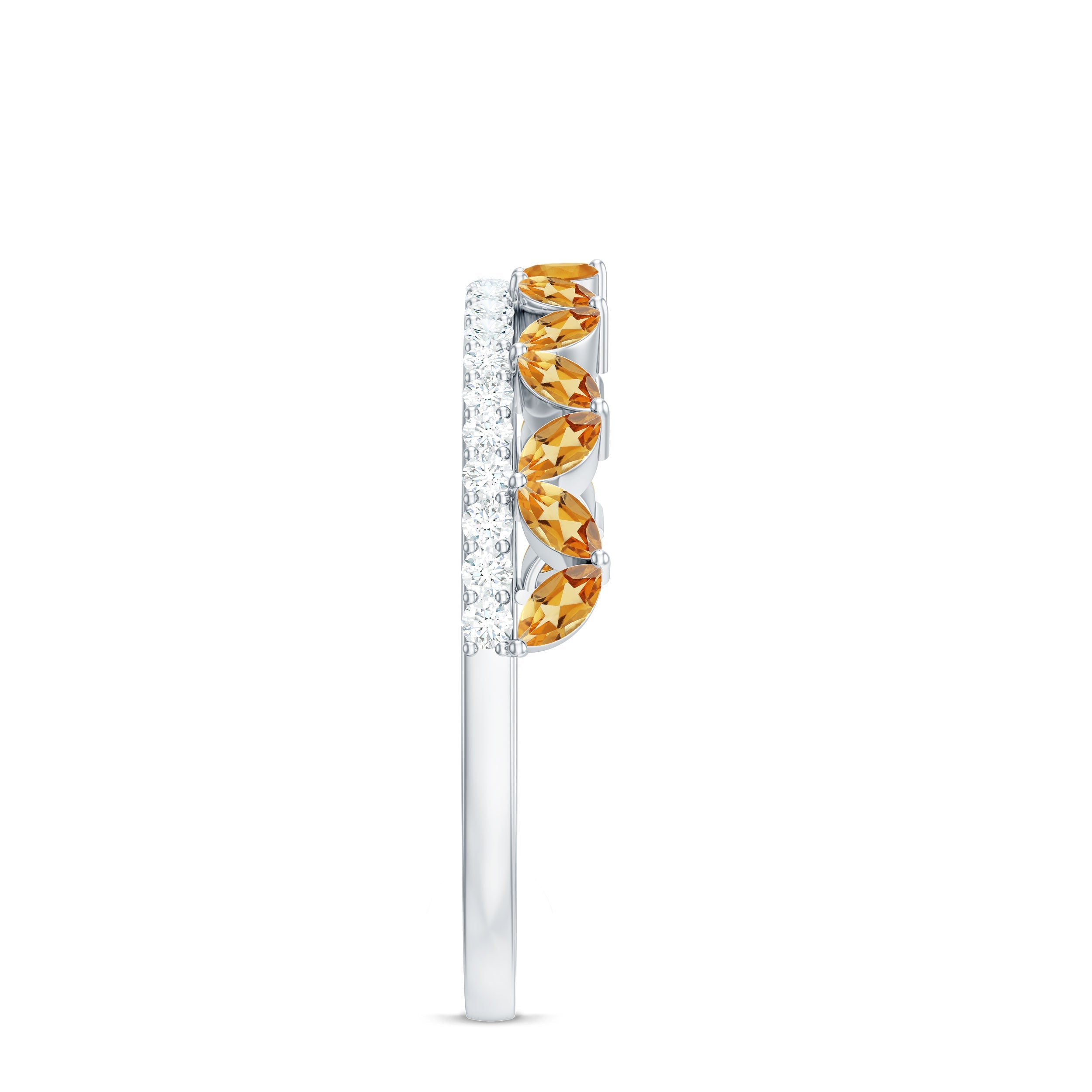 Certified Real Citrine Half Eternity Ring with Diamond