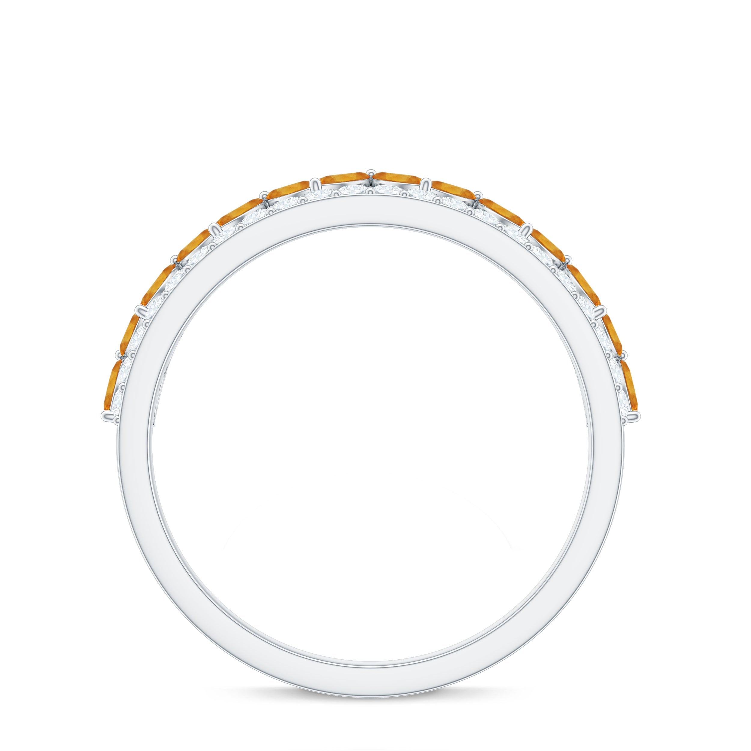 Certified Real Citrine Half Eternity Ring with Diamond