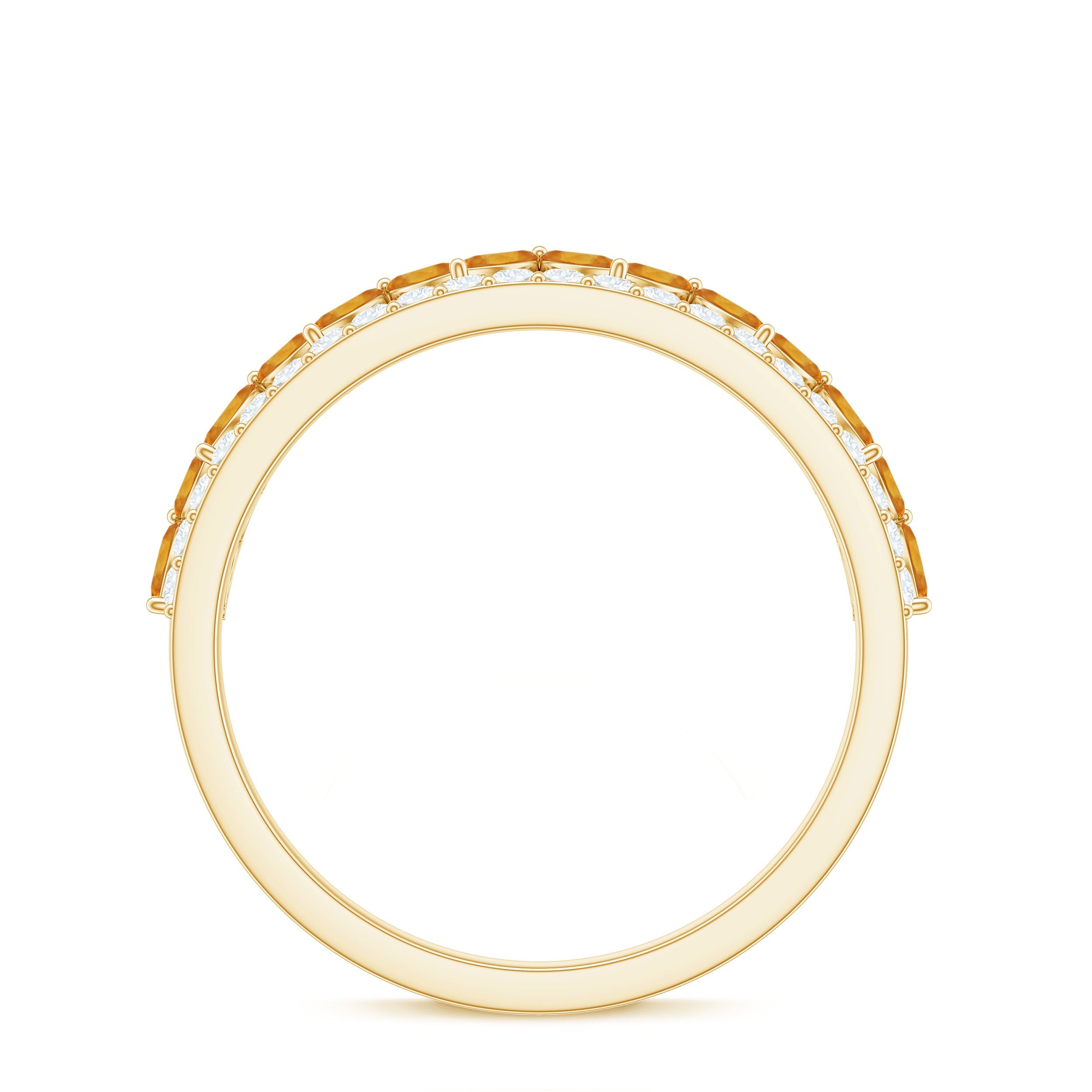 Certified Real Citrine Half Eternity Ring with Diamond