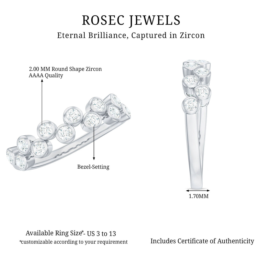 0.5 CT Zircon Simple Semi Eternity Ring in Bezel Setting