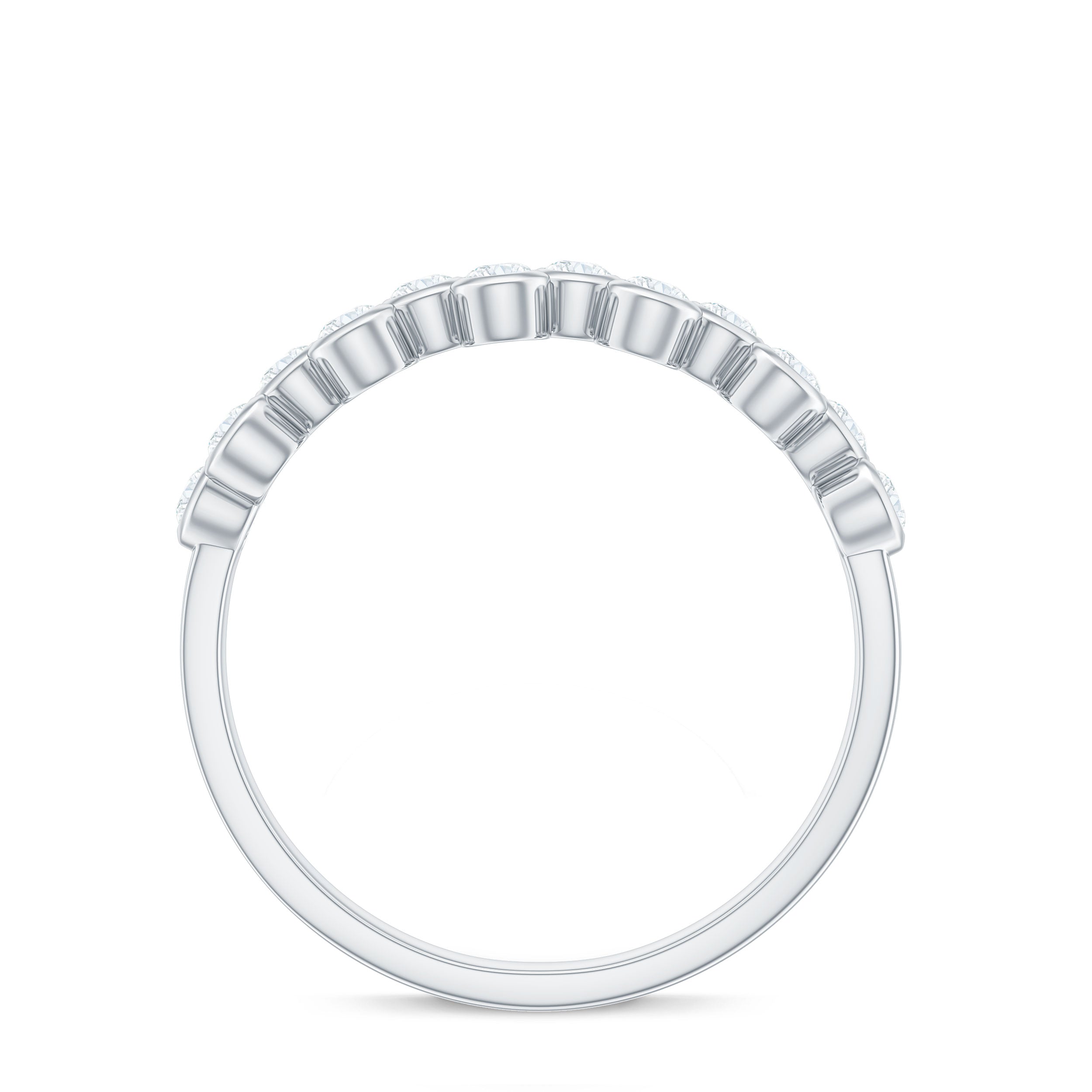 0.5 CT Zircon Simple Semi Eternity Ring in Bezel Setting