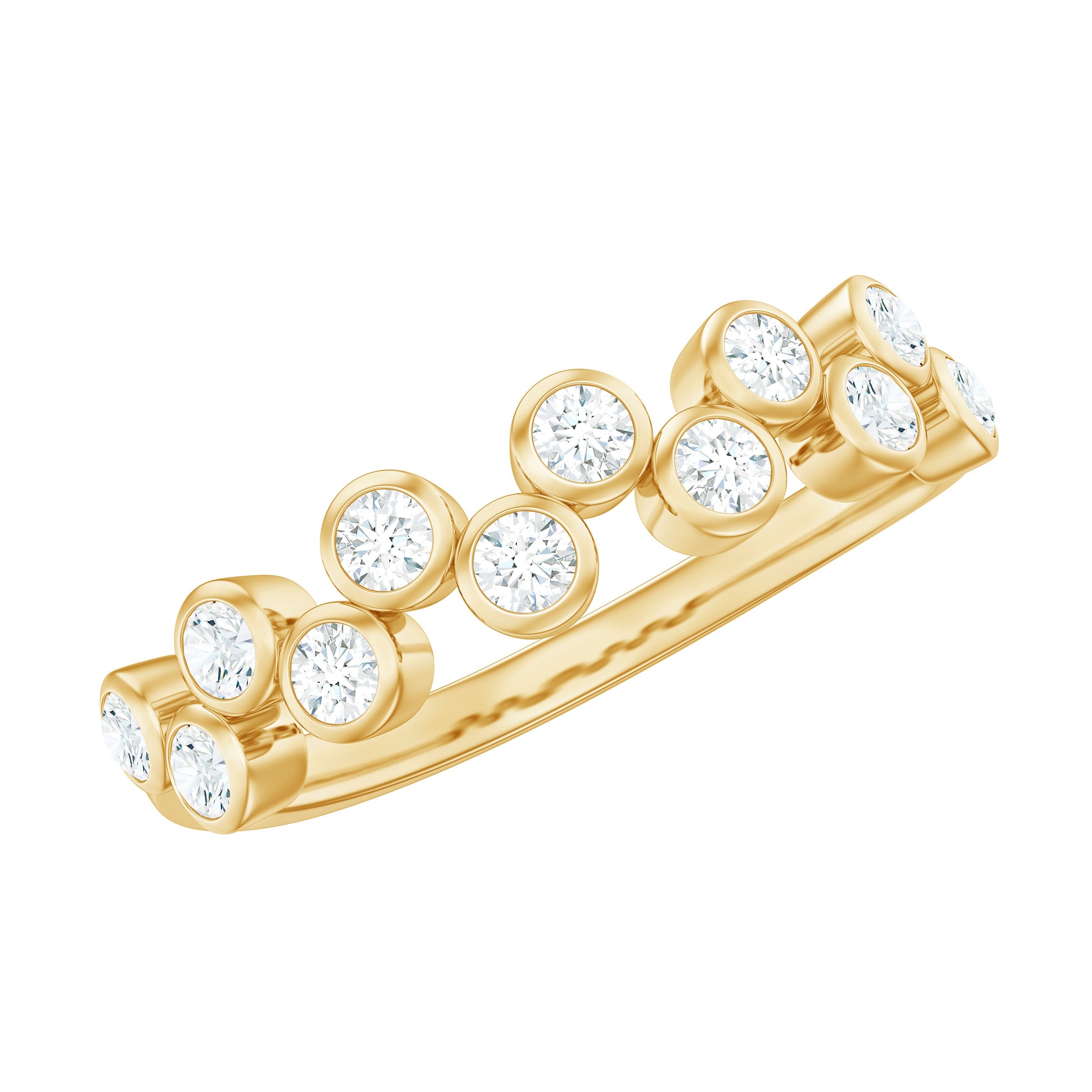 0.5 CT Zircon Simple Semi Eternity Ring in Bezel Setting