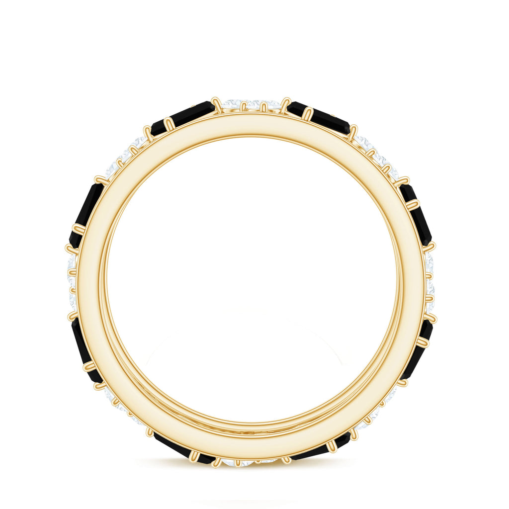 Natural Black Spinel Diamond Eternity Band Ring for Anniversary