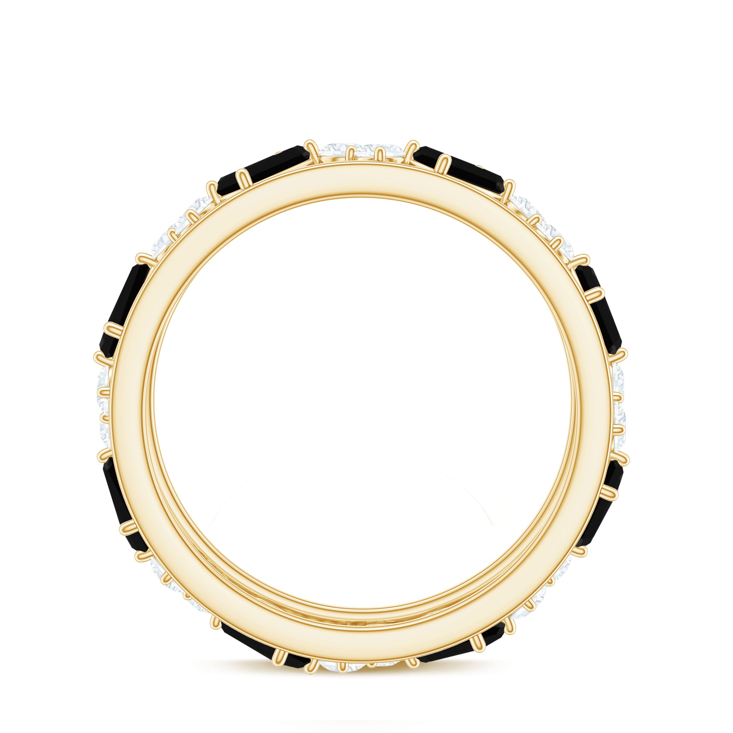 Natural Black Spinel Diamond Eternity Band Ring for Anniversary