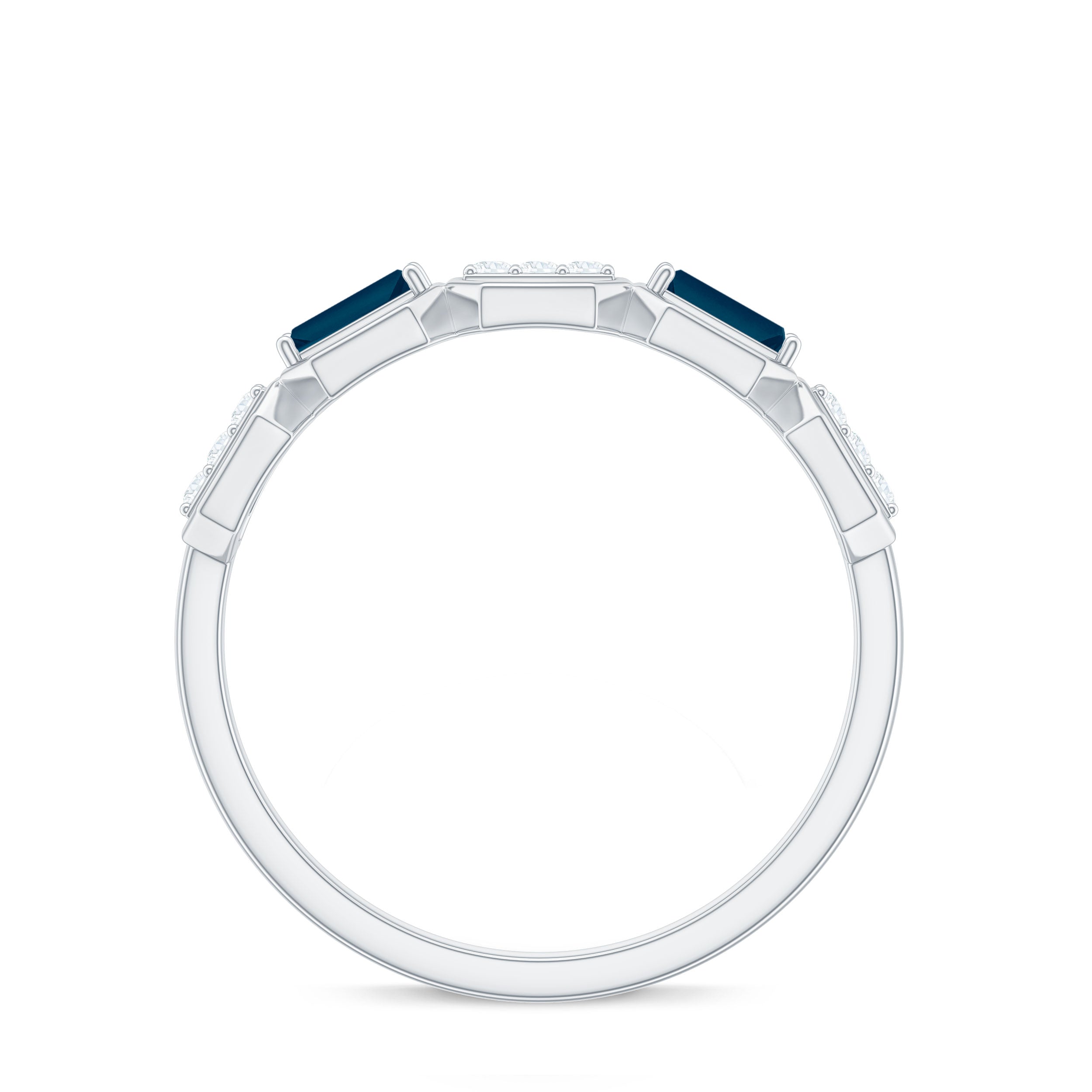 Natural London Blue Topaz Designer Eternity Band with Diamond