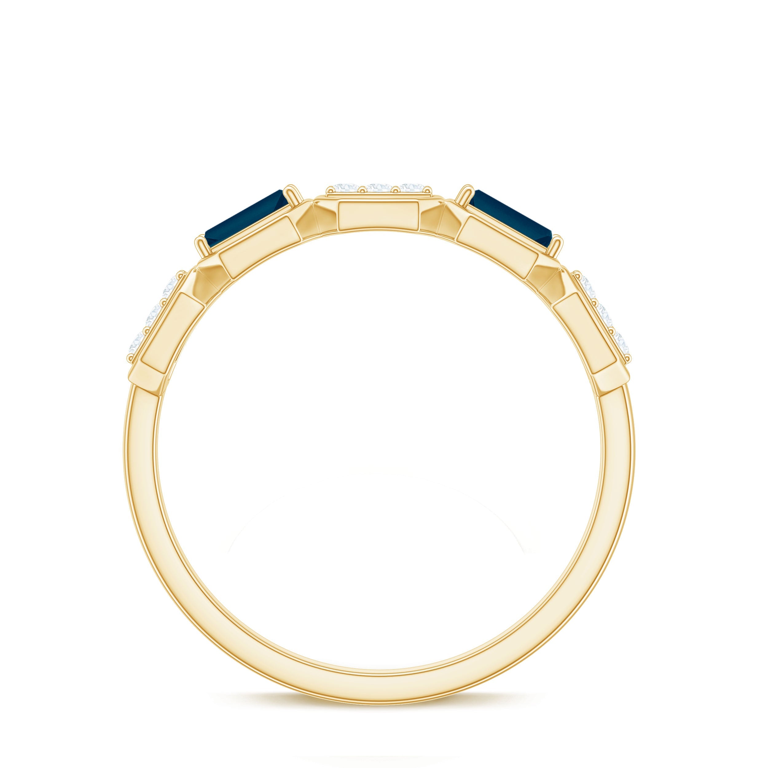 Natural London Blue Topaz Designer Eternity Band with Diamond