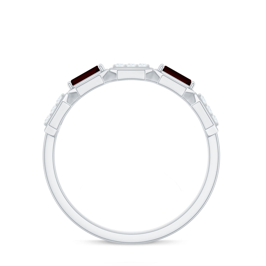 Genuine Baguette Garnet Diamond Wedding Band Ring