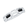 Natural Baguette Black Spinel Diamond Geometric Band Ring