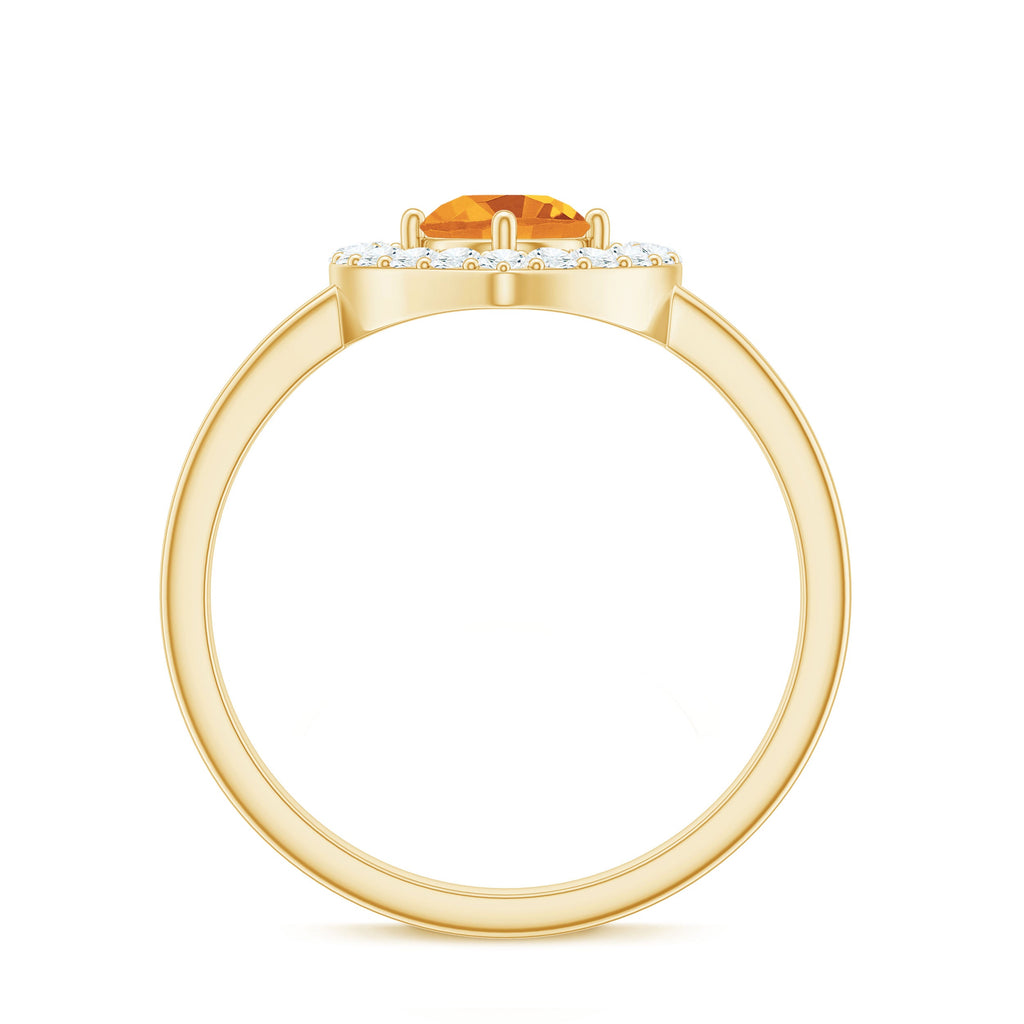 Genuine Citrine Diamond Heart Engagement Ring with Certificate