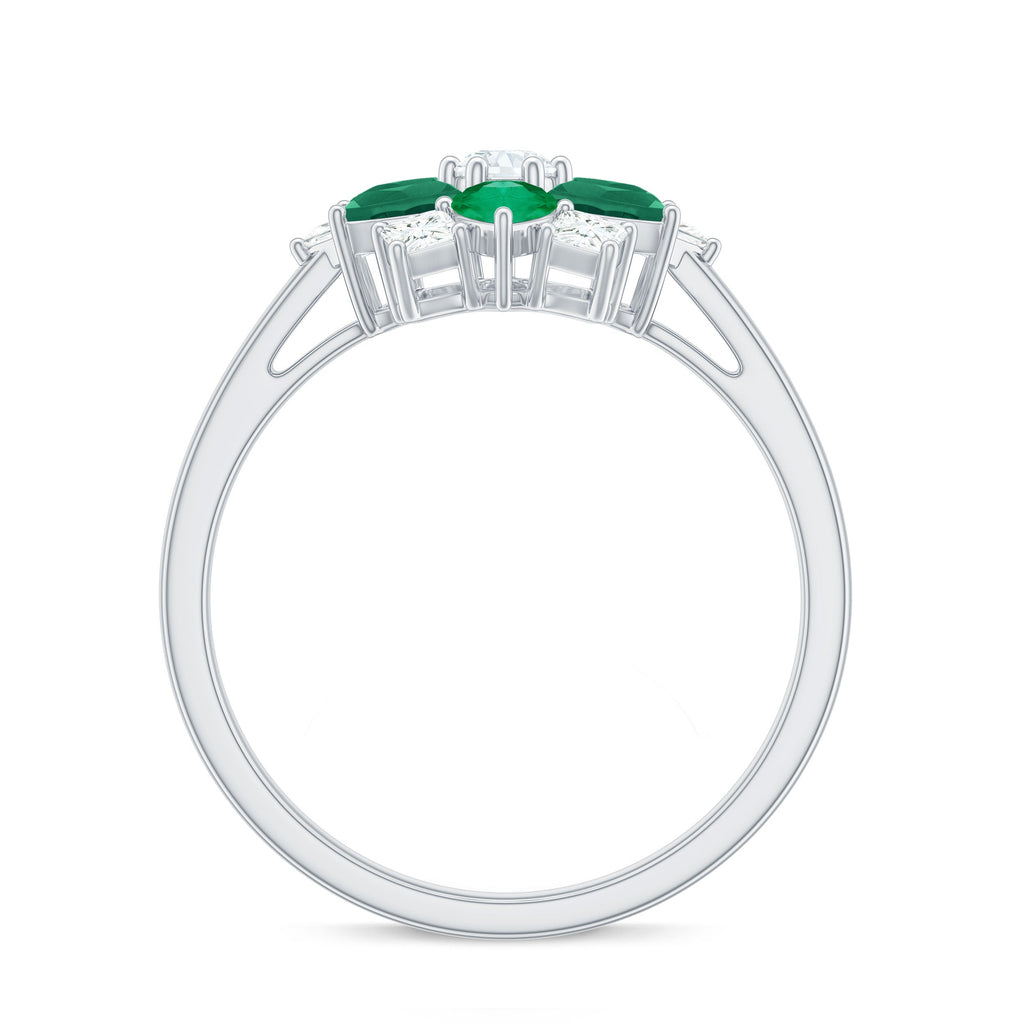 Genuine Emerald and Diamond Nature Inspired Statement Ring