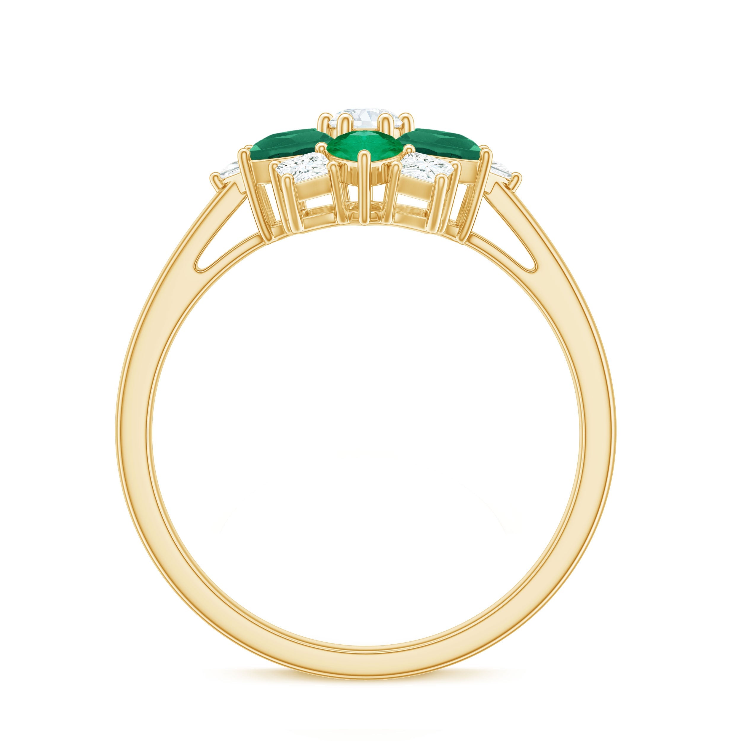 Genuine Emerald and Diamond Nature Inspired Statement Ring