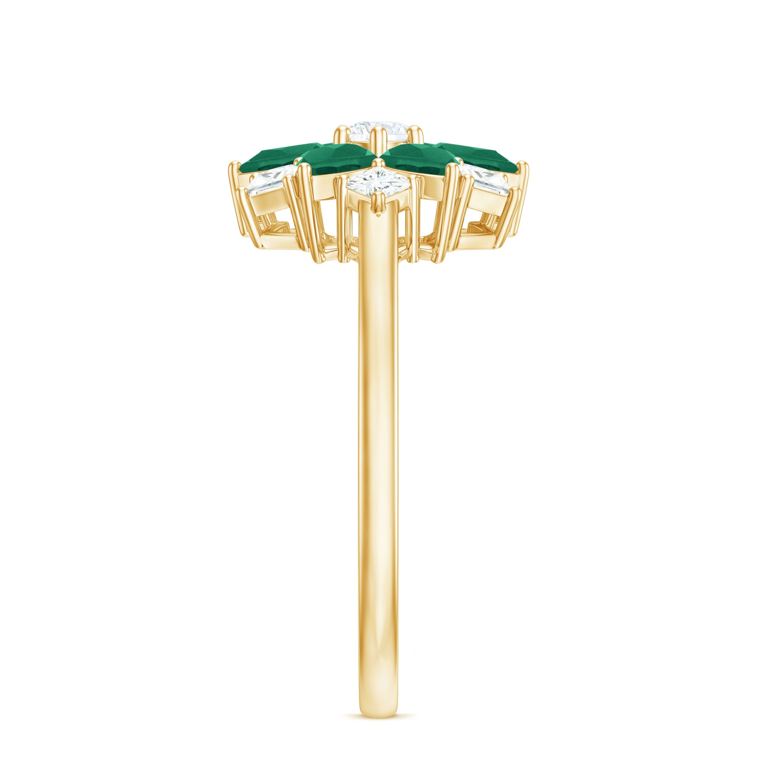 Genuine Emerald and Diamond Nature Inspired Statement Ring