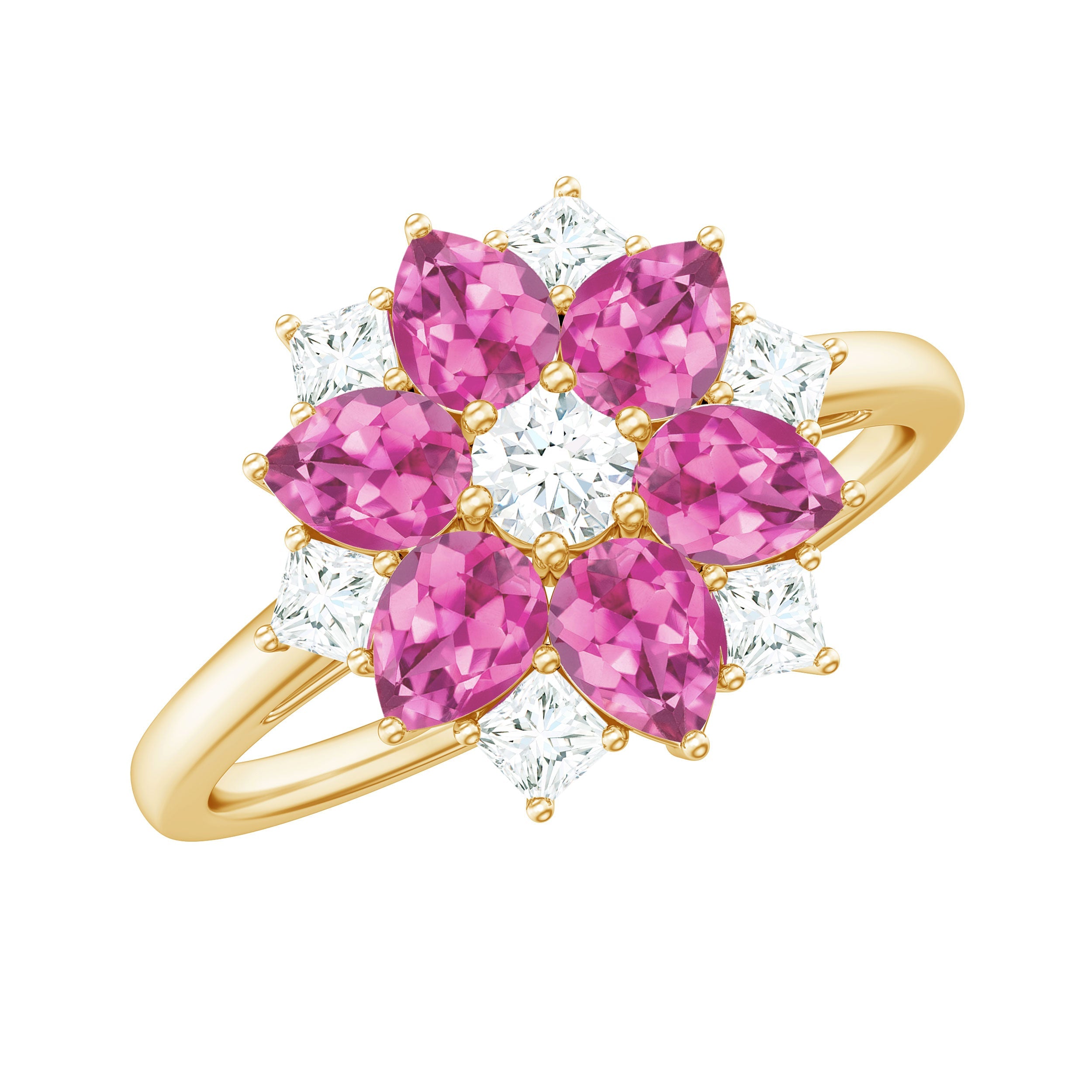 Certified Pink Tourmaline Flower Engagement Ring with Diamond