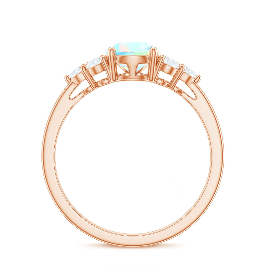 Natural 8X10mm Ethiopian Opal Pear Shaped Engagement Ring with Diamond Trio