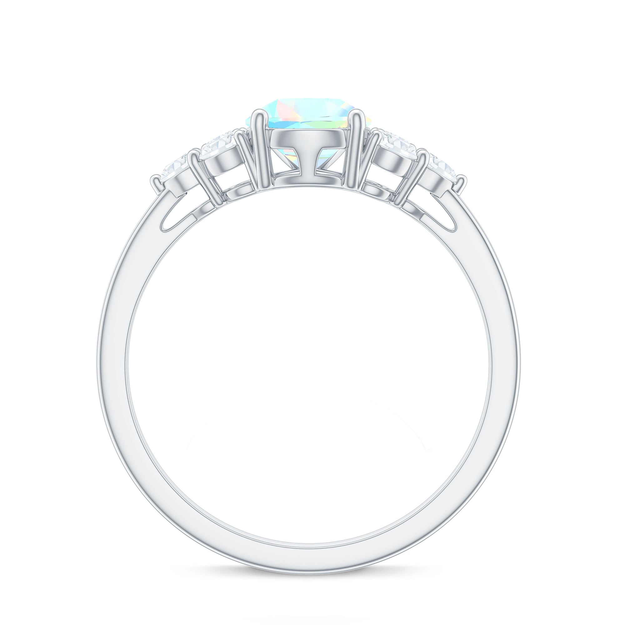 Natural 8X10mm Ethiopian Opal Pear Shaped Engagement Ring with Diamond Trio