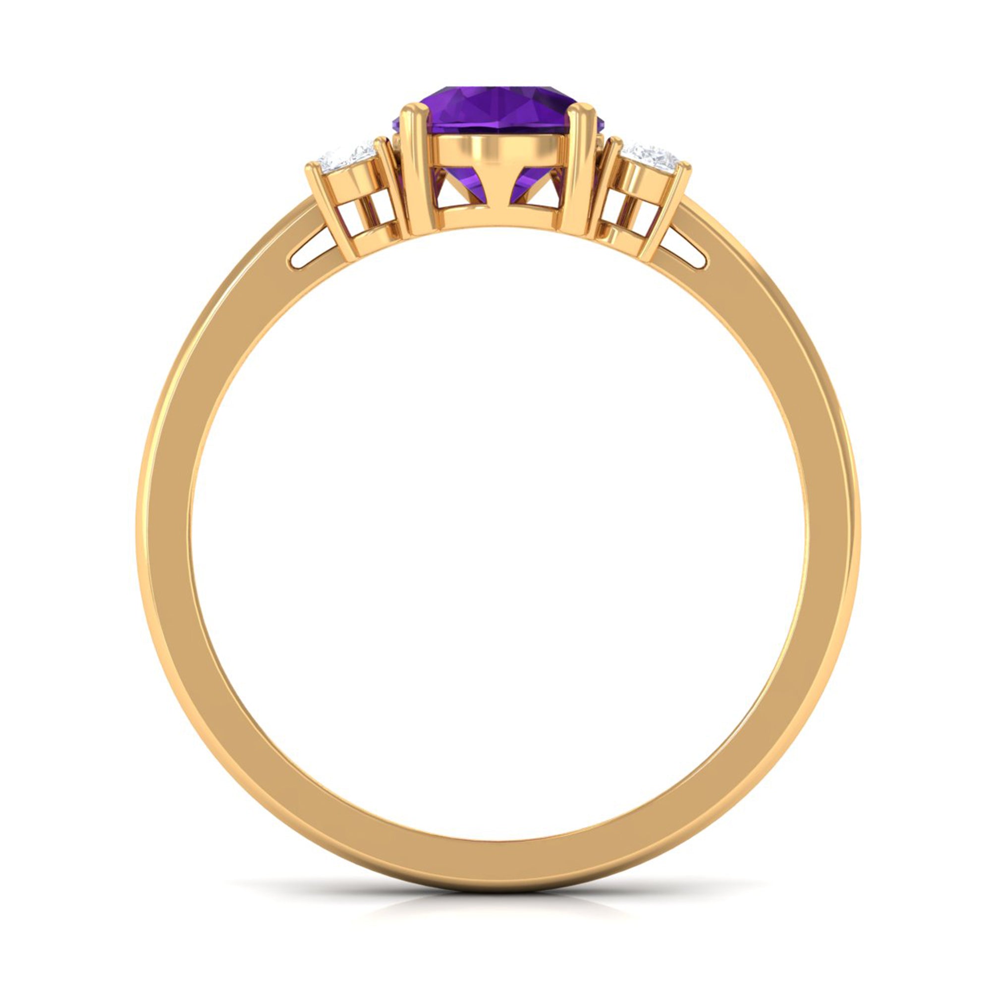Natural 1 Carat Pear Shape Amethyst and Diamond 3 Stone Engagement Ring