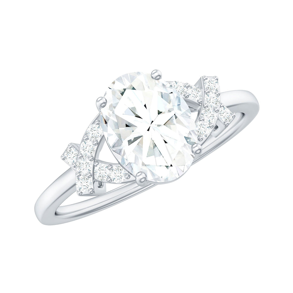 Oval Zircon Solitaire Split Shank Ring