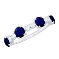 Genuine Blue Sapphire Half Eternity Ring with Diamond