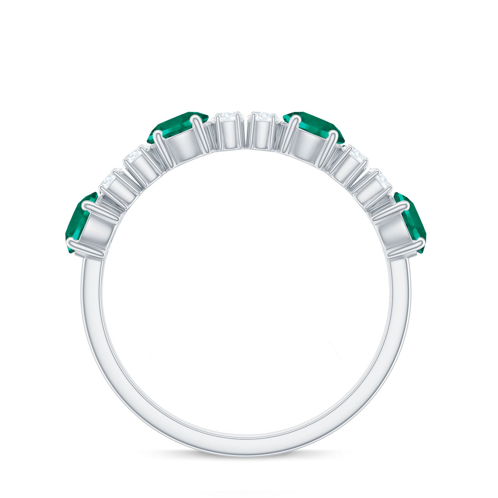 Certified Lab Grown Emerald Diamond Half Eternity Ring in Prong Set