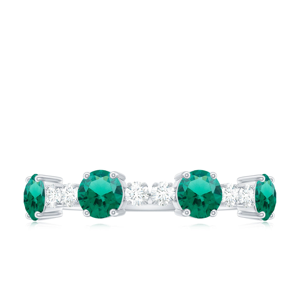 Certified Lab Grown Emerald Diamond Half Eternity Ring in Prong Set