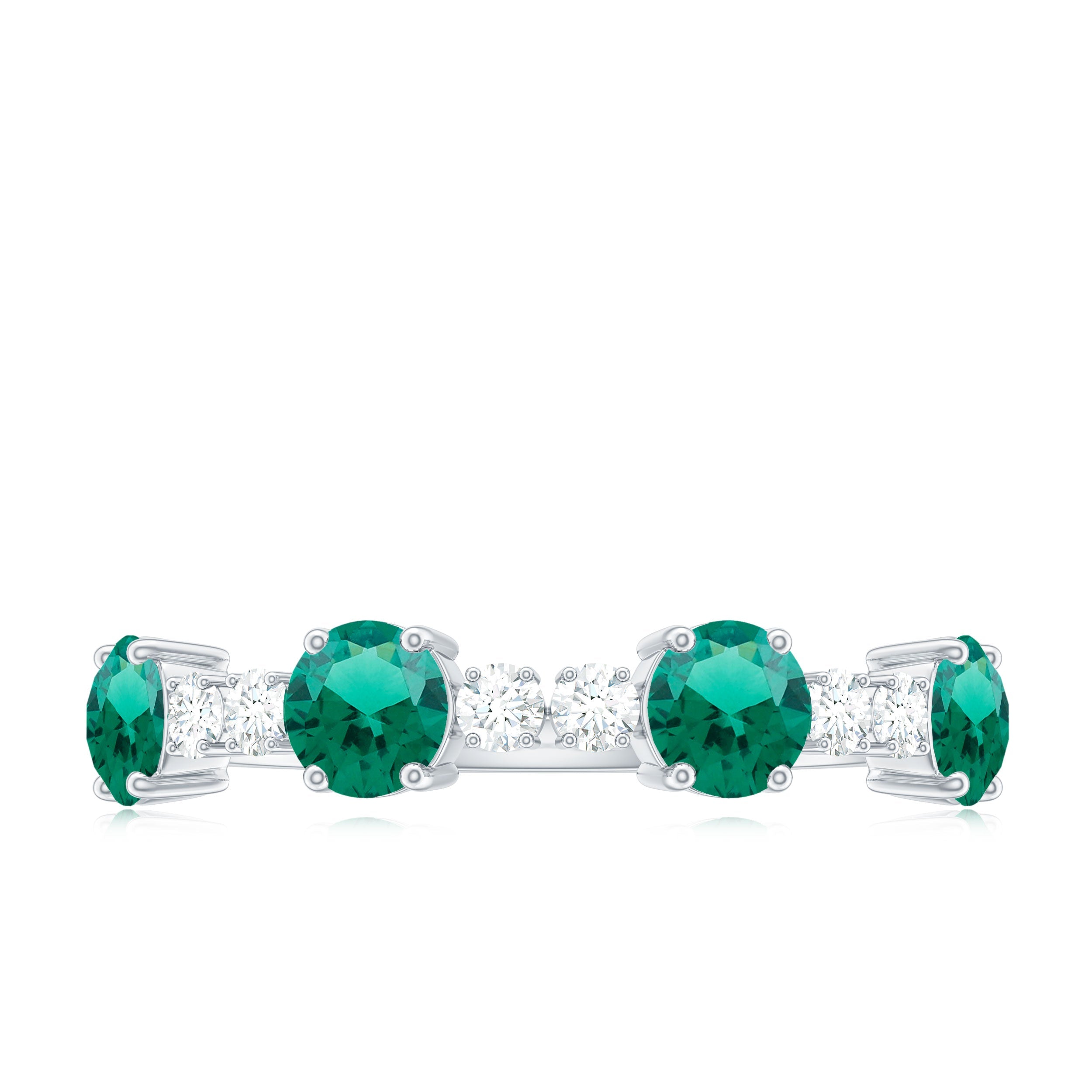 Certified Lab Grown Emerald Diamond Half Eternity Ring in Prong Set