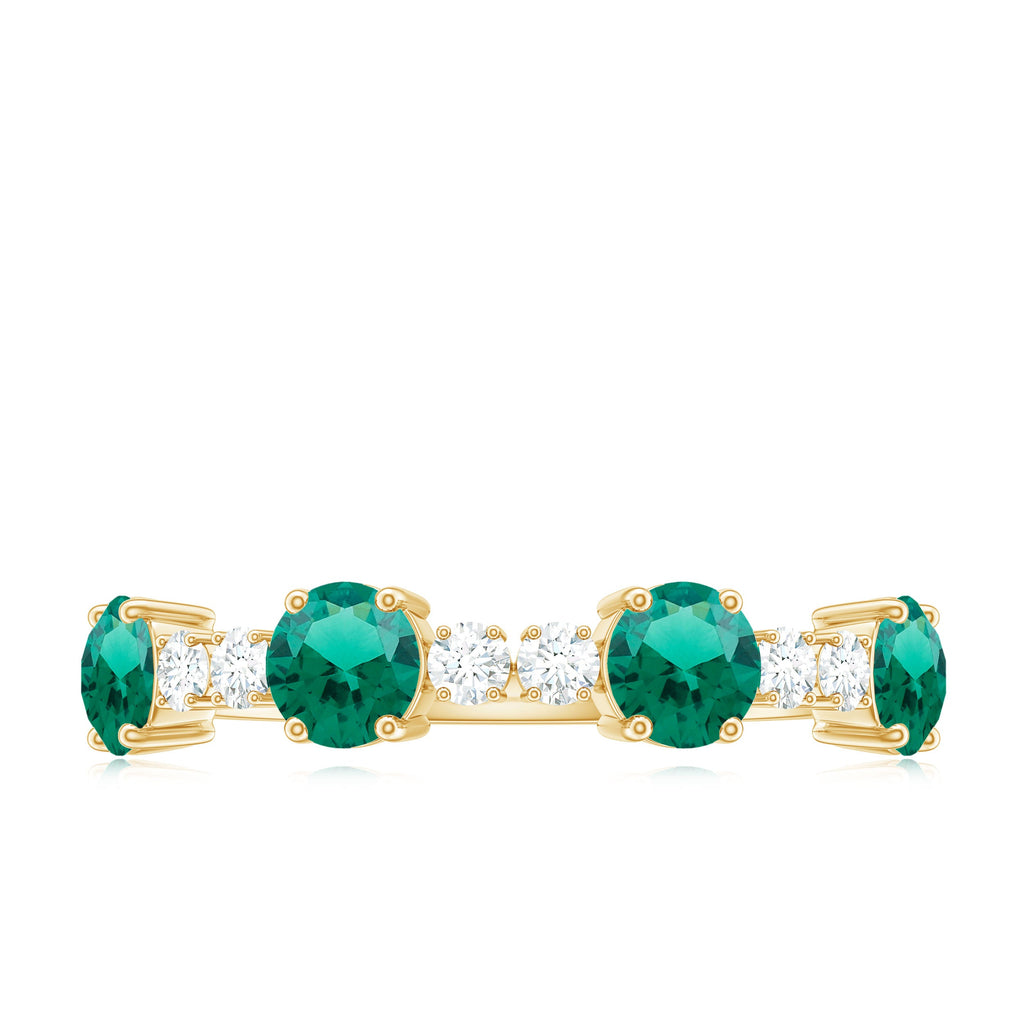 Certified Lab Grown Emerald Diamond Half Eternity Ring in Prong Set