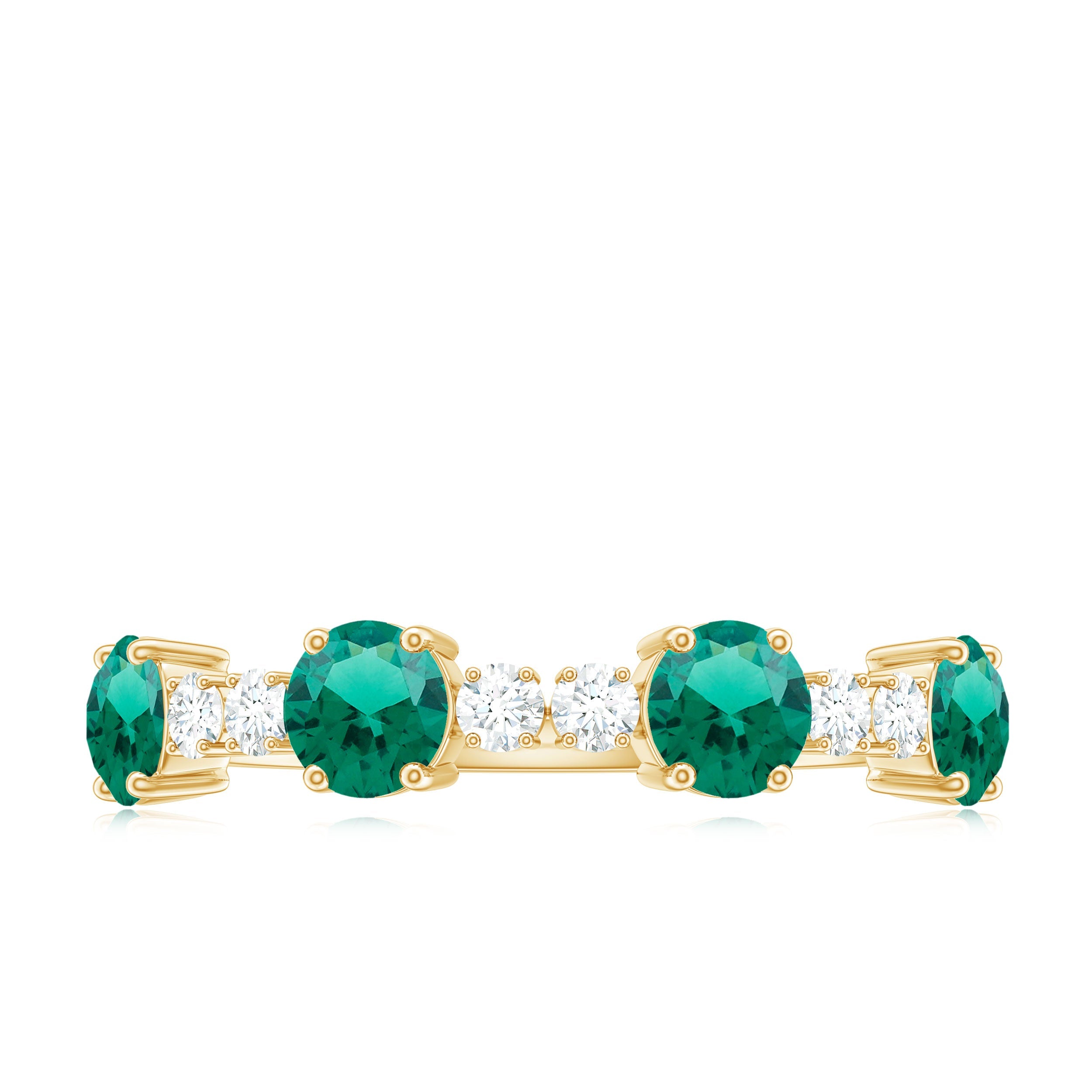 Certified Lab Grown Emerald Diamond Half Eternity Ring in Prong Set