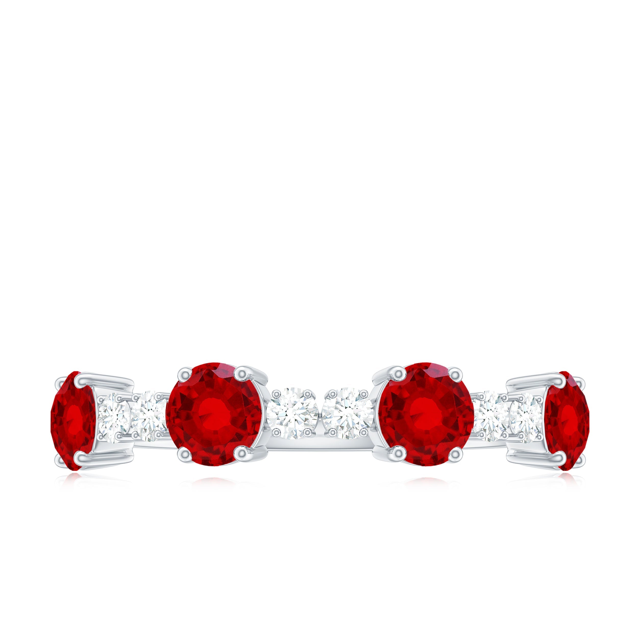 Certified Lab Grown Ruby Half Eternity Ring with Diamond