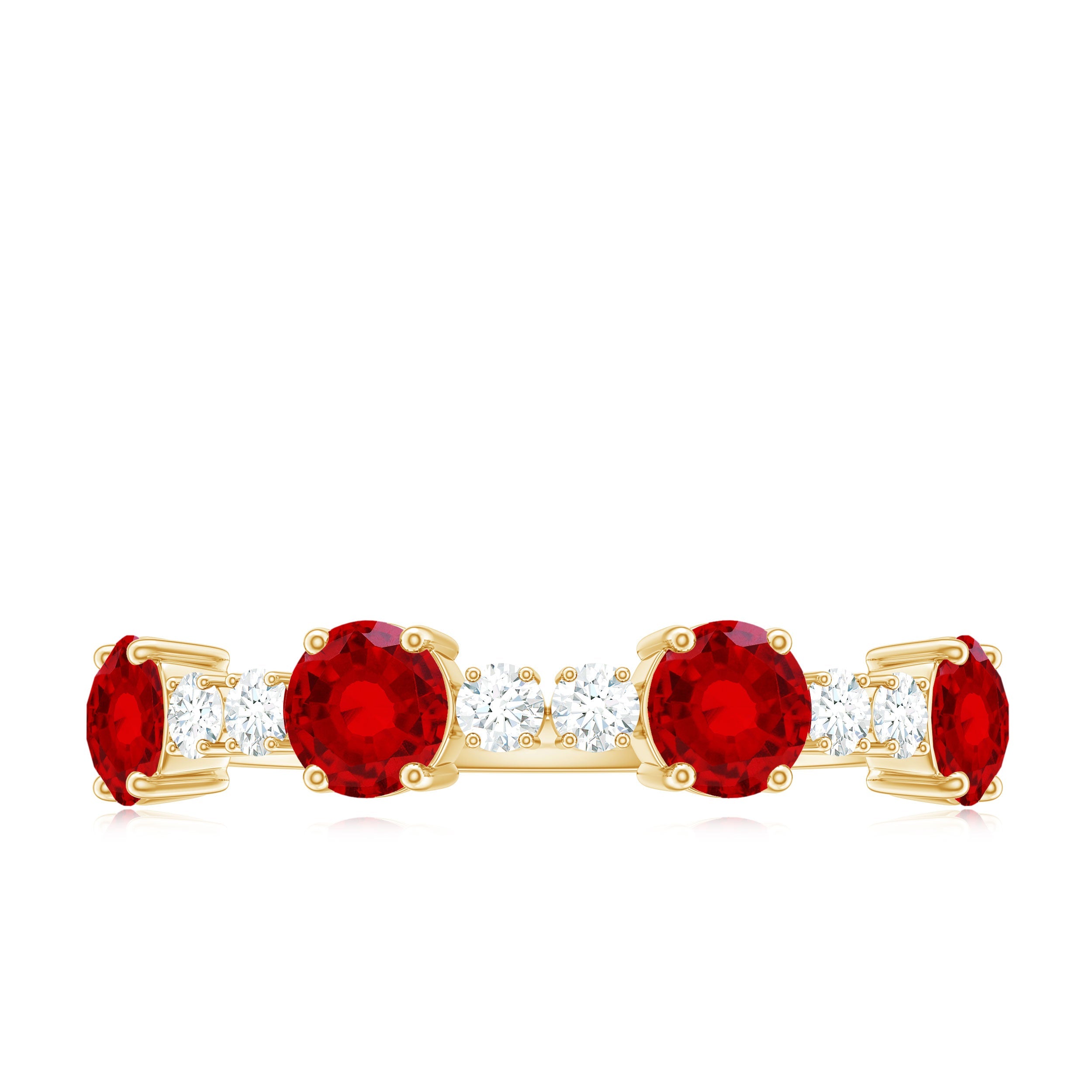 Certified Lab Grown Ruby Half Eternity Ring with Diamond