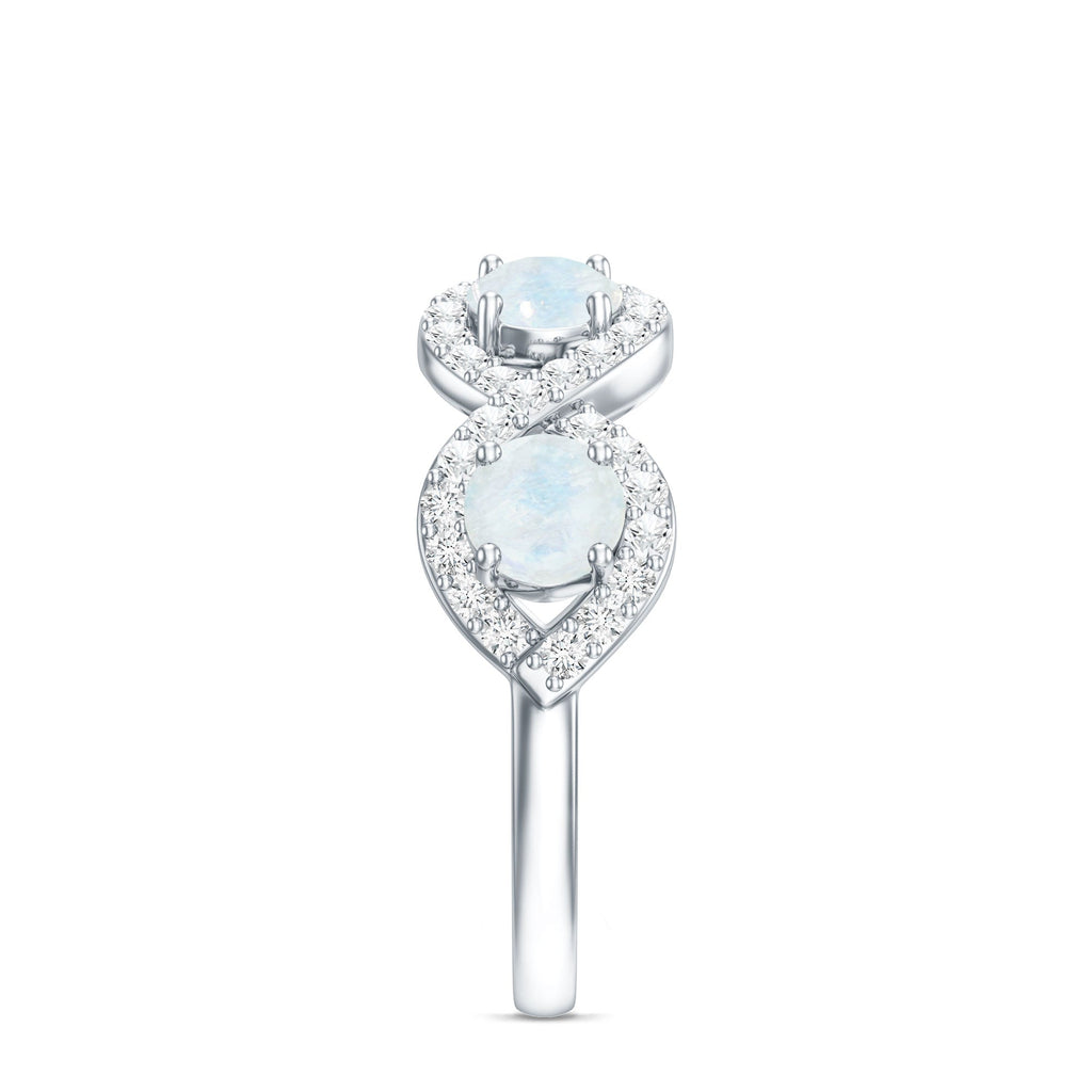 Genuine Moonstone Half Eternity Ring with Diamond