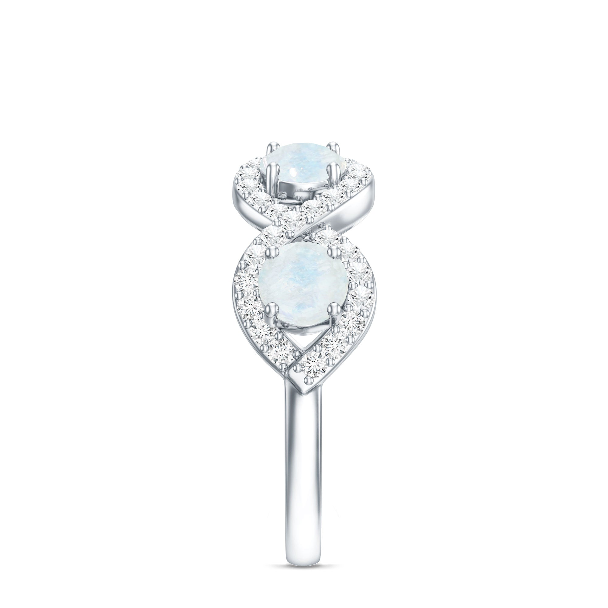 Genuine Moonstone Half Eternity Ring with Diamond