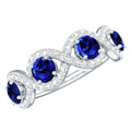 2 CT Lab-Created Blue Sapphire and Diamond Braided Half Eternity Band Ring