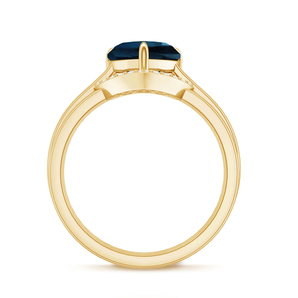 8mm London Blue Topaz Heart Ring Set with Diamond