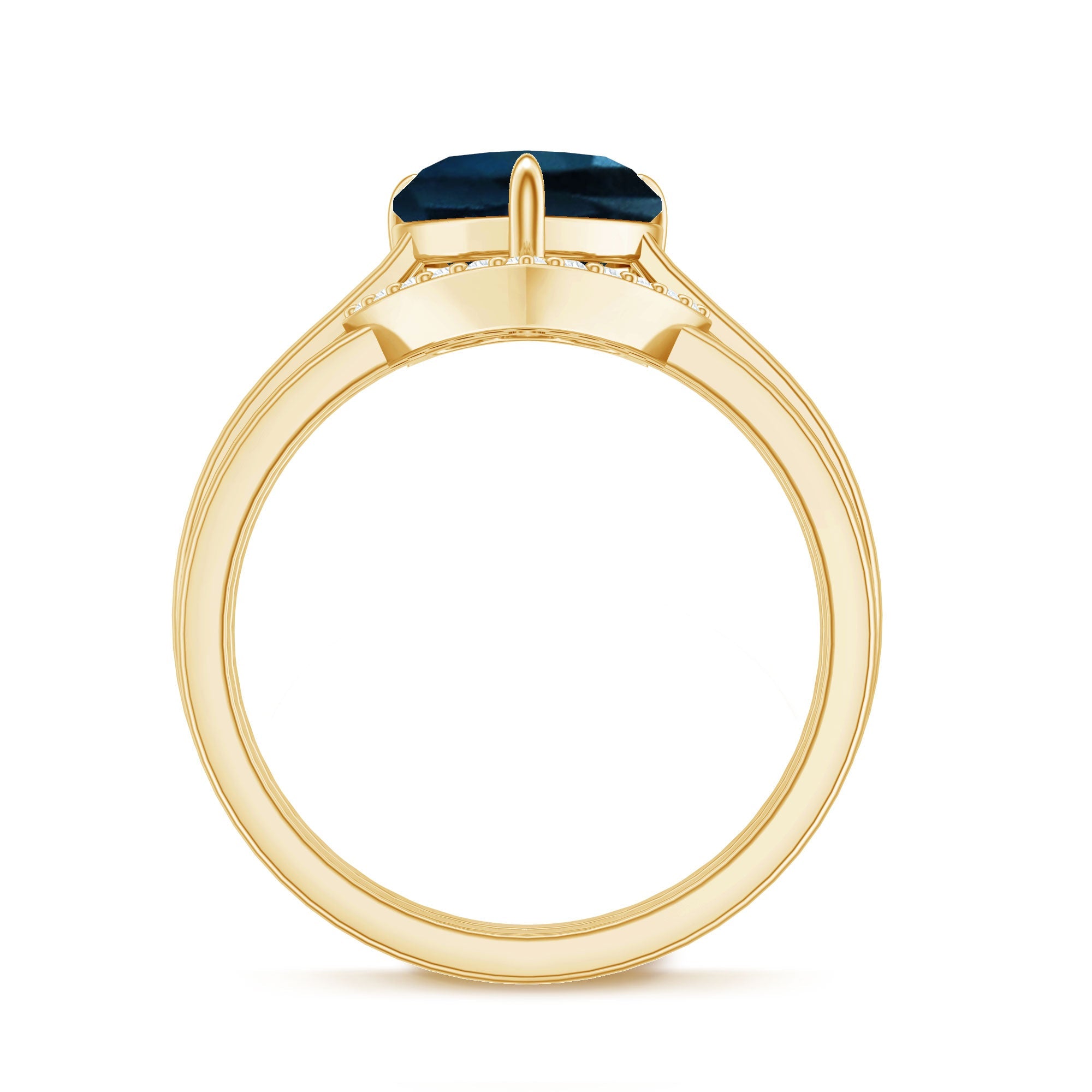 8mm London Blue Topaz Heart Ring Set with Diamond