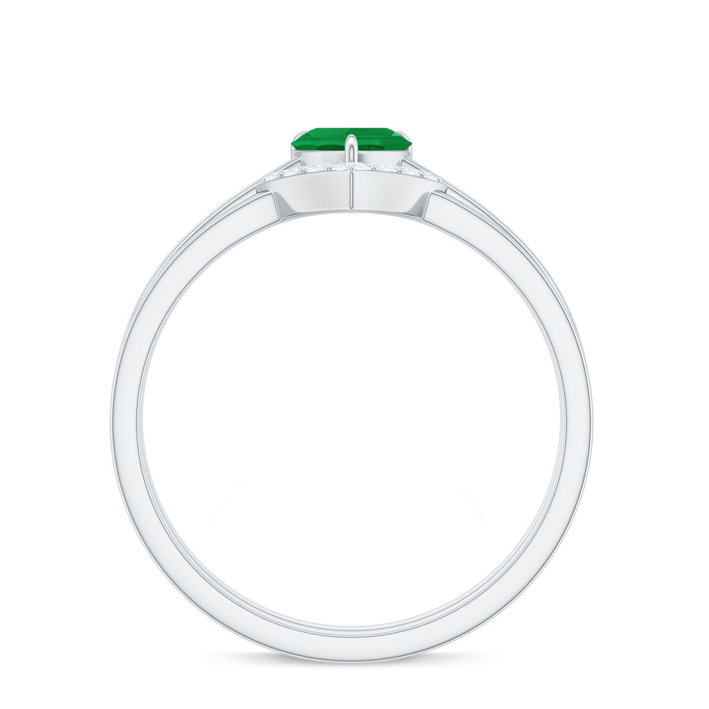 Natural Heart Shape Emerald Diamond Wedding Ring Set with Certificate