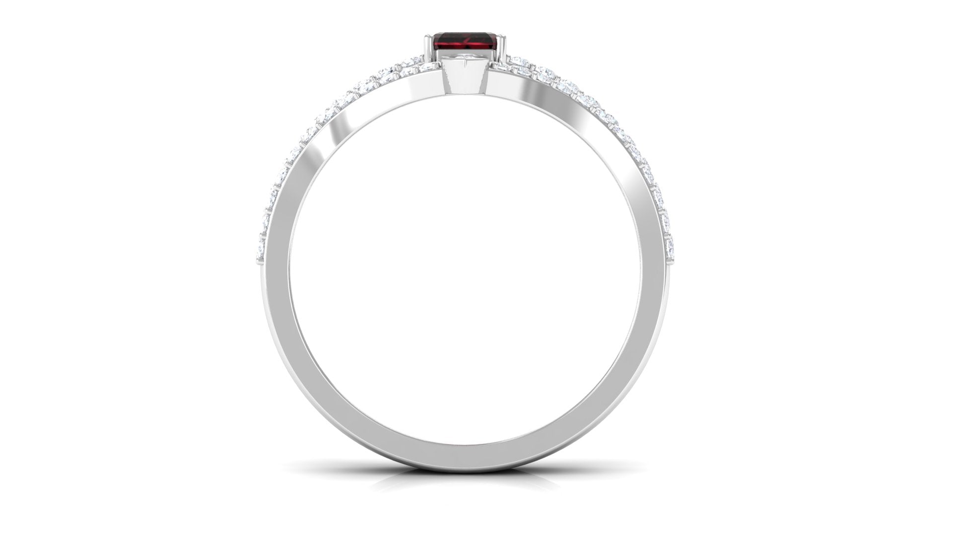 Real Garnet Diamond Emerald Cut Wedding Bridal Ring Set of 2